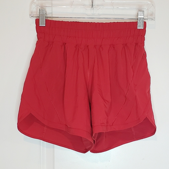 lululemon athletica Pants - Lululemon Track That Mid Rise Lined Shorts 5" Inseam Red 4
